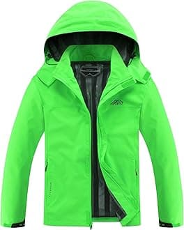 Men's Lightweight Waterproof Hooded Rain Jacket Outdoor Raincoat Shell Jacket for Hiking Travel
