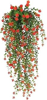 Lifelike Artificial Flowers Artificial Flower Decor Hanging Artificial Flower Vine Faux Drooping Floral Plants for Home Wedding Indoor Outdoor Garden Yard Decoration Orange 1pc