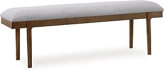 Lyncott 59" Upholstered Solid Wood Frame Dining Bench, Gray/Brown