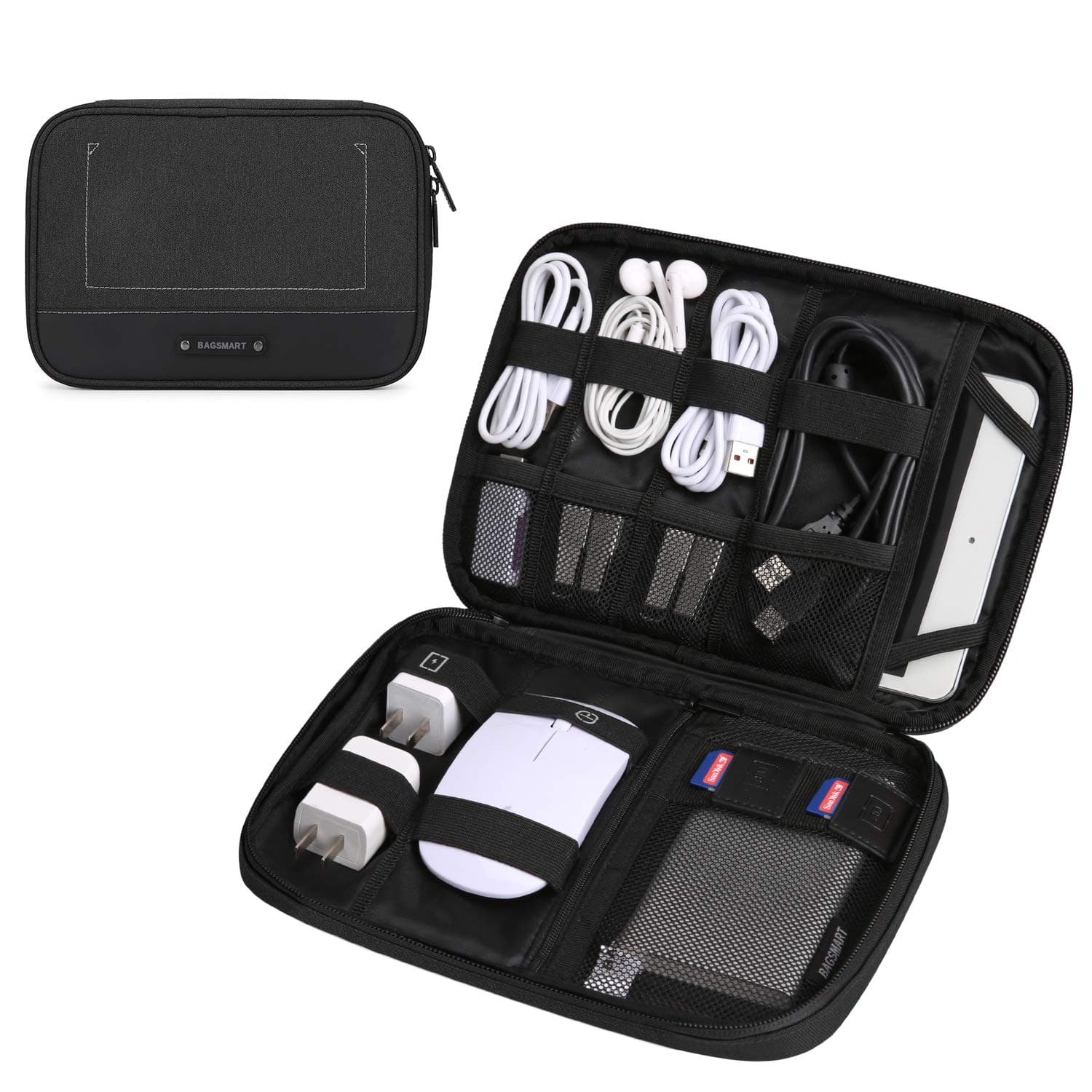 Electronic Organizer Travel Cable Organizer Electronics Accessories Cases for 7.9 inch iPad Mini, Cables, Chargers, USB, SD Card