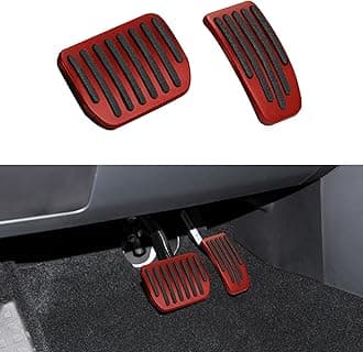 ASUBHA Aluminum Car Accelerator Pedal Covers, Foot Pedal Pads, Non-Slip Accelerator Brake Foot Rest Pedal Extenders, Brake Accelerator Pedal Covers Aluminum Car Accessories for Model 3/Y (Red)