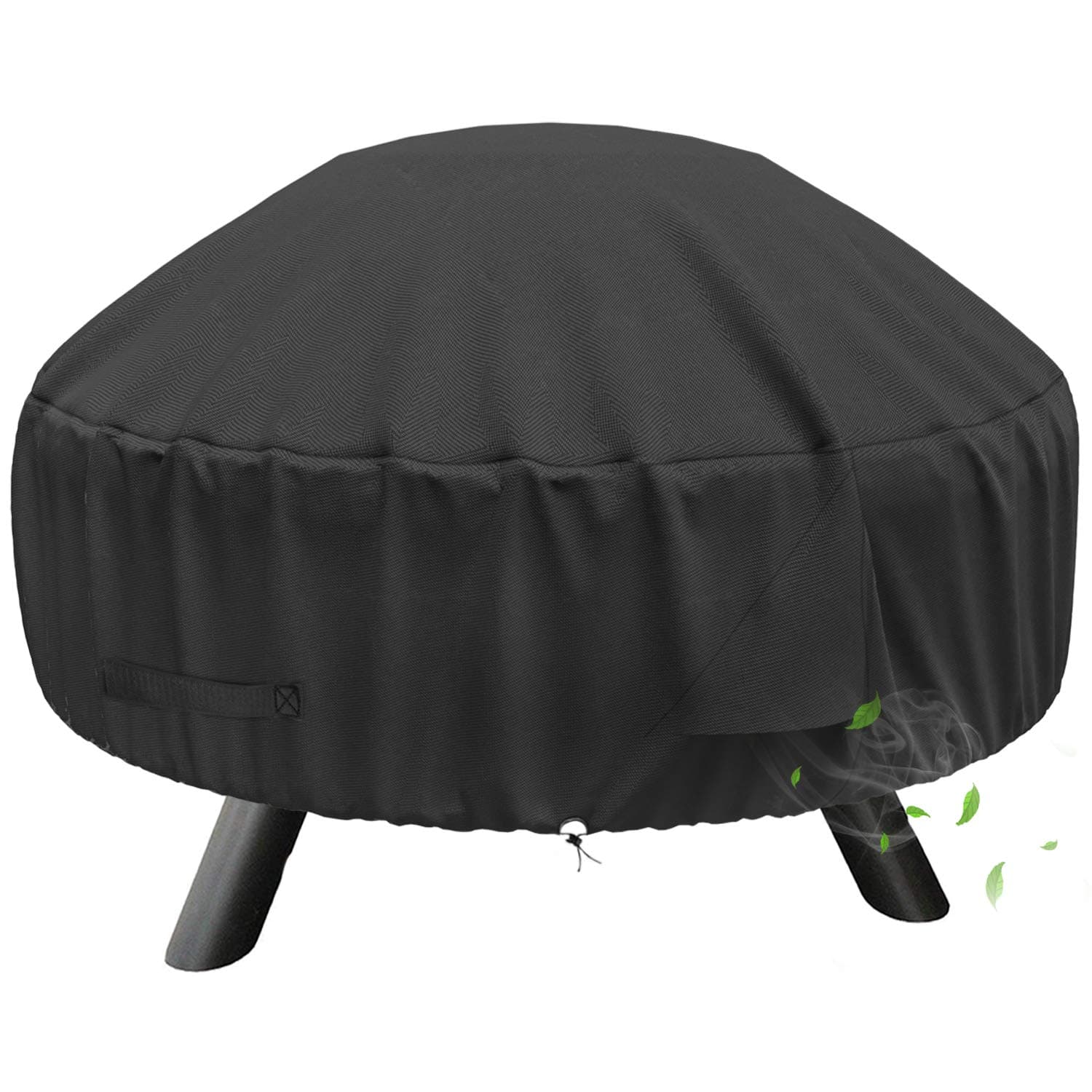 SHINESTAR Round Fire Pit Cover for 22-32 Inch Fire Pit - Waterproof and Windproof, with Straps and Built-in Vents, 32 Dia x 13.5 H, Black