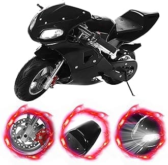 50cc Kids Dirt Bike -50cc Dirt Bike, Mini Bike with 2-Stoke Ages 8-14, Gas Power Motocross, Off Road Mini Motorcycle, Pocket Motorbike with Dual Headlights Brakes & Rubber Handlebar（Black）