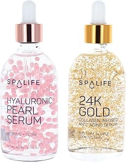 Spa Life Face Serum: 24K Gold Collagen Serum, Hydrating Hyaluronic Acid Serum 100 ml (3.7 oz) - For Supple Skin, Radiance Boosting, Firming & Hydrating (2 Pack)