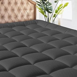 MATBEBY Full Size Mattress Pad - Cooling Breathable Mattress Topper, Quilted Fitted Mattress Protector, Pillow Top Mattress Cover with 8-21" Deep Pocket, Machine Washable, Dark Grey, 54x75 Inches