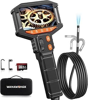 Two-Way Articulating Borescope Camera with Light: Industrial Endoscope Inspection Snake Camera - Flexible Bore Scope Cam with 0.33in Articulated Probe for Mechanic Automotive Engine Wall - 5.5FT
