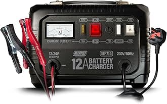 Maypole 12A 12/24V Metal Cased Car Battery Charger Lead Acid AGM Car Caravan Motorhome Van