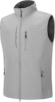 Men's Lightweight Softshell Vest Outerwear Zip Up Fleece Lined Windproof Sleeveless Jacket for Golf Running Hiking