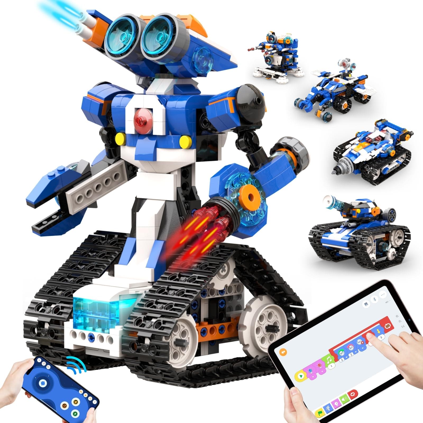 Robot J, STEM Toys for Kids ages 8-12, Coding Robot for Kids, 6-in-1 Robotic Building Kits, Programmble Boys Toys, Learning & Education Gifts for Boys and Girls 7+ Christmas Birthday