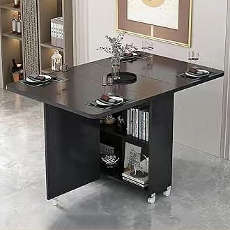 Folding Dining Table on Casters Retractable Dining Table Extendable Dining Table Seats 4-6 Movable Extendable Kitchen Table Kitchen Table Dining Table gateleg Table Space Saving (Color : F, Size : L