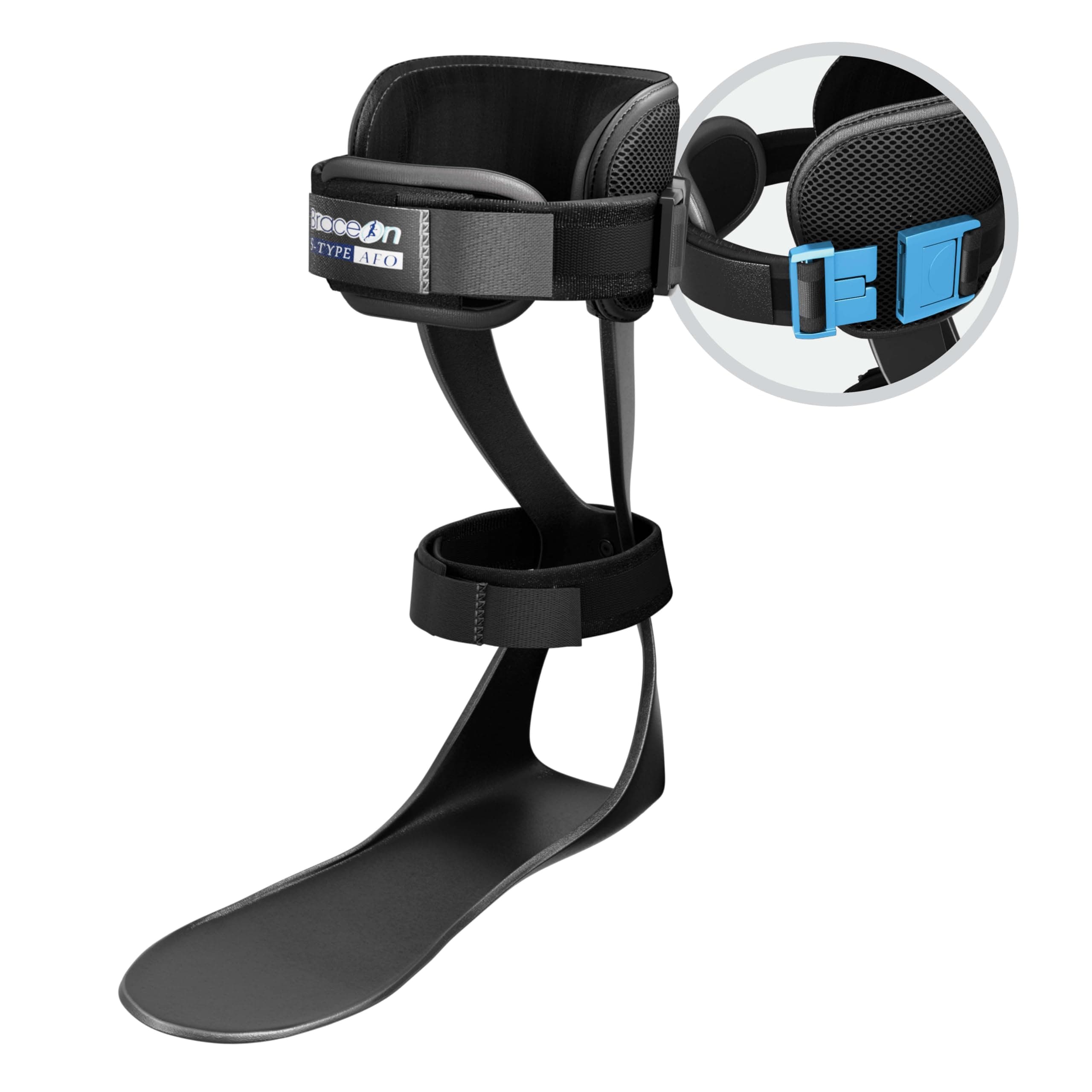 Brace On AFO S-Type - Drop Foot Stabilizer Brace, Moldable, Trimmable, Lightweight Polyethylene, Braces for Women, AFO Brace and Foot Drop Braces, Boot for Injured Foot, Women, Right