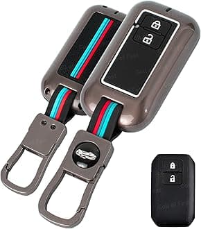 Metal Silicon Key Cover Compatible with Maruti Suzuki jimny Baleno Grand Vitara XL6 Swift New Brezza 2022 Ertiga Dzire 2 Button Key Special Feature Visibilitye in Low-Ligh Condition