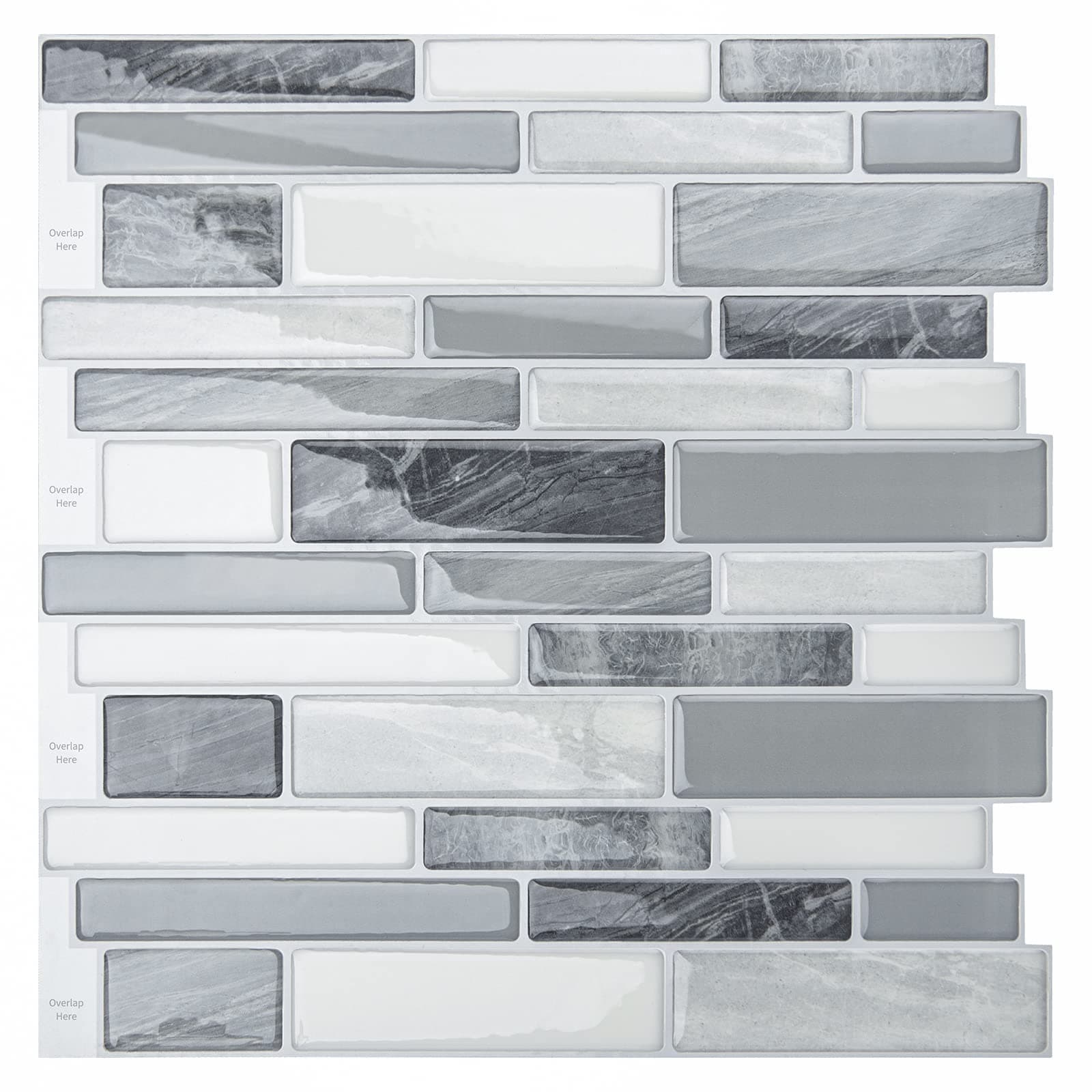 Self-Adhesive Kitchen Backsplash, Marble Look Decorative Tiles (10 Tiles)