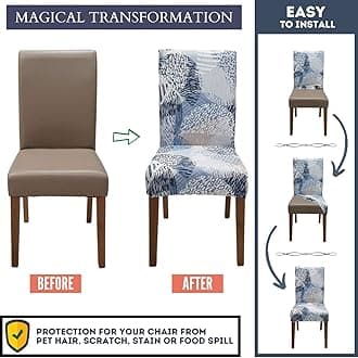 SPRINGRICO Chair Covers for Dining Room, Single Pack Stretch Fit Washable Kitchen Parson Seat Cover, Spandex Protector Slipcover for Restaurant, Hotel, Ceremony (Set of 1, STYLE01)