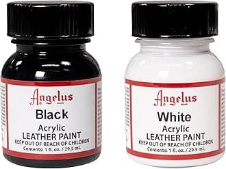 Acrylic Leather Paint - Black & White Duo 1oz Each - Durable, Waterproof, Flexible Paint for Shoes, Sneakers, Leather, Canvas, Furniture, and More