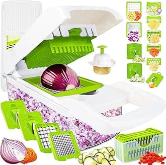 Pro-Series 20-in-1 Vegetable Chopper, Dewpeton Mandoline Slicer, Veggie Chopper, Food Chopper with Container, Vegetable Cutter Chopper & Spiralizer for Onion Salad (Home Essential Gadget & Kitchen)