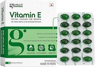 Vitamin E Capsule for Glowing Face, Skin and Hair Nutrition, Vitamin E Capsule Pack with Nutrient-Rich Formulation for Face Care, Skin Care and Hair Care (15 Capsules Each) (Pack of 4)