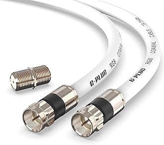 G-PLUG 15FT RG6 Coaxial Cable Connectors Set – High-Speed Internet, Broadband and Digital TV Aerial, Satellite Cable Extension – Weather-Sealed Double Rubber O-Ring and Compression Connectors White