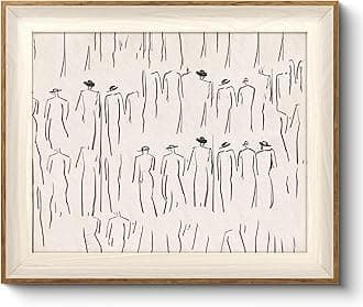 VIYYIEA Abstract Framed Canvas Wall Art Room Decor Minimalist Portrait Artwork Wall Decorations Vintage Canvas Prints Bathroom Line-Drawn Wall Pictures Farmhouse Office Home Decor