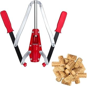 Double Lever Hand Corker For Standard Wine, Belgian Beer, and Synthetic Plastic Corks, Wine Corker Tool with 30 Count Wine Corks