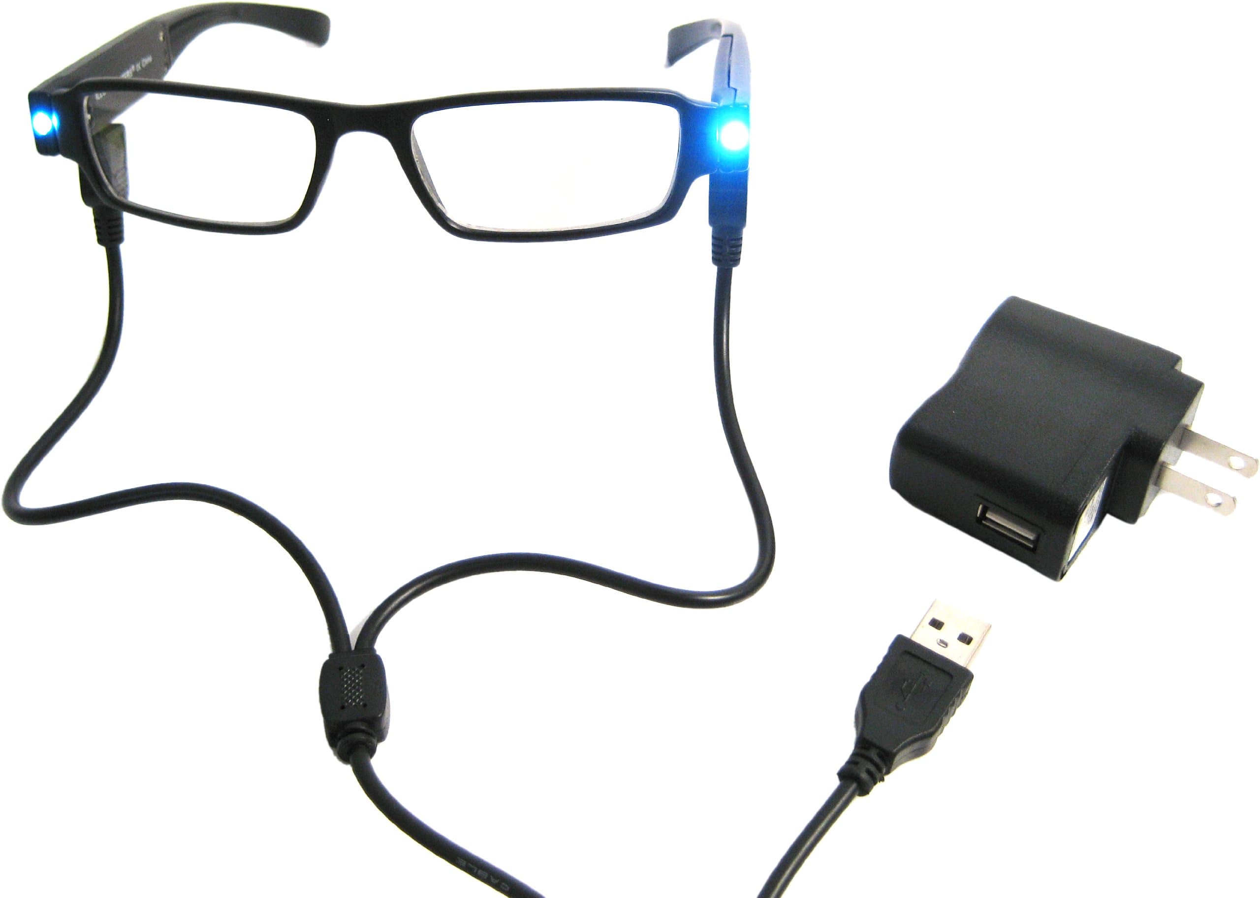 LED USB Rechargeble Readers, Black, 1.00 Strength