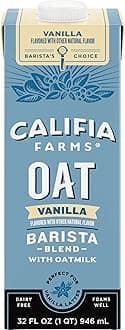 Califia Farms Vanilla Oat Barista Blend Oat Milk, 32 Oz | Non Dairy Milk | Creamer | Vegan | Plant Based | Gluten-Free | Non-GMO