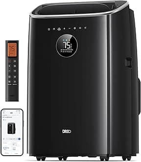 DREO Portable Air Conditioners, 8000 BTU ASHRAE (5000 BTU DOE) Smart AC Unit for Bedroom with Drainage-free Cooling, 45dB Quiet, APP/Voice/Remote, Portable AC for Room Indoors, AC318S