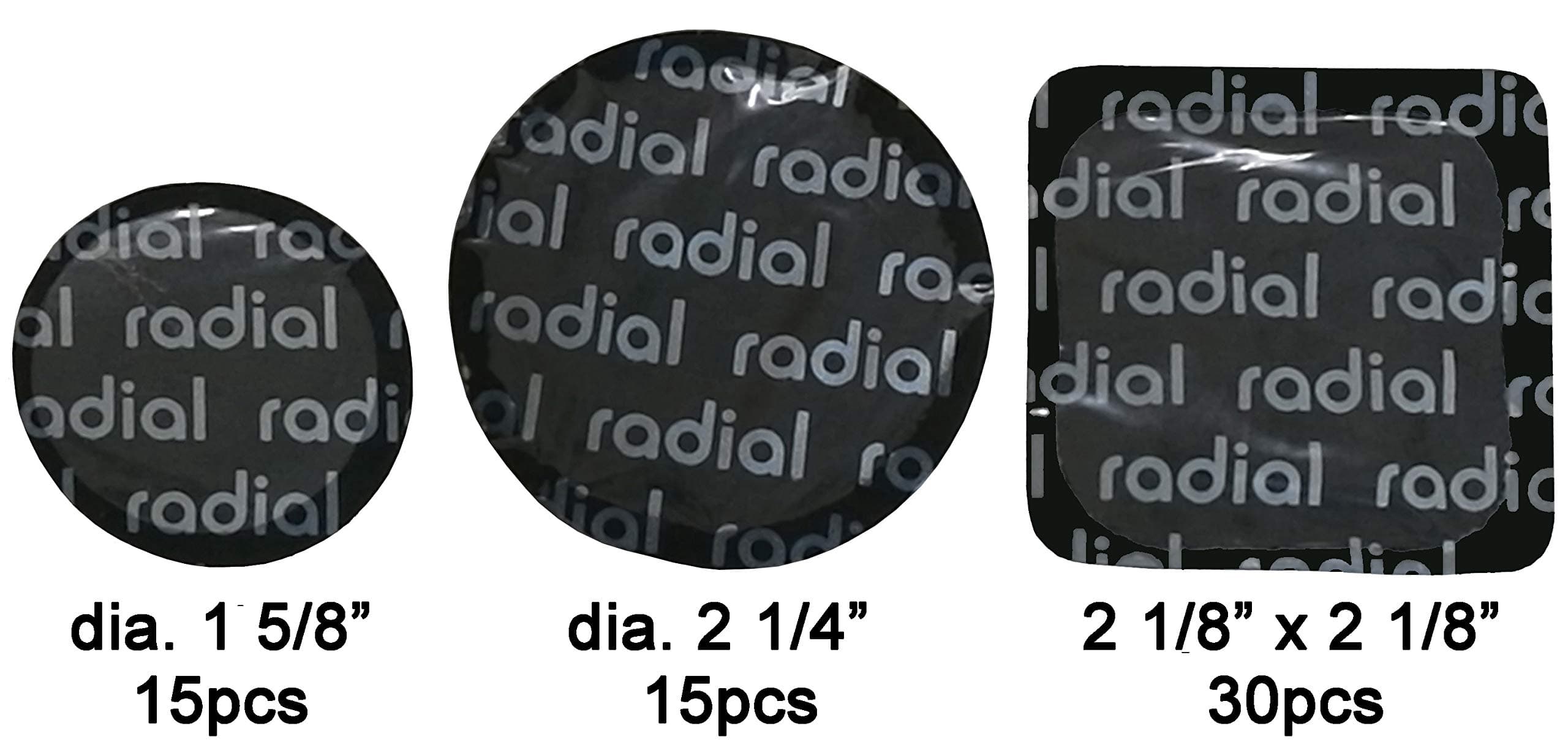 HARZOLE UP-303G60 60pc tire Repair Patch Small Medium and Square Patch 30PC 2-1/8" 54 * 54mm Square Patch, 15PC 1-5/8"¢41mm,15PC 2-1/4" ¢57mm