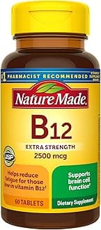Extra Strength Vitamin B12 2500 mcg, Dietary Supplement for Energy Metabolism Support, 60 Tablets, 60 Day Supply