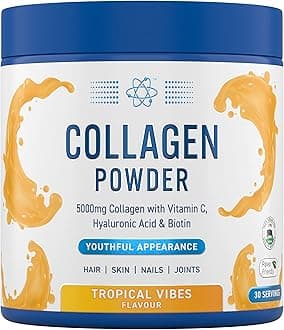 Applied Nutrition Collagen Powder - Tropical Vibes Flavour - 5000mg Hydrolysed Bovine Flavoured Collagen Peptides with Vitamin C, Hyaluronic Acid & Biotin (165g - 30 Servings)