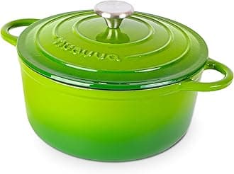 Cast Iron Pot with Lid – Non-Stick Ovenproof Enamelled Casserole Pot – Sturdy Dutch Oven Cookware – Green, 4.7L, 24cm –