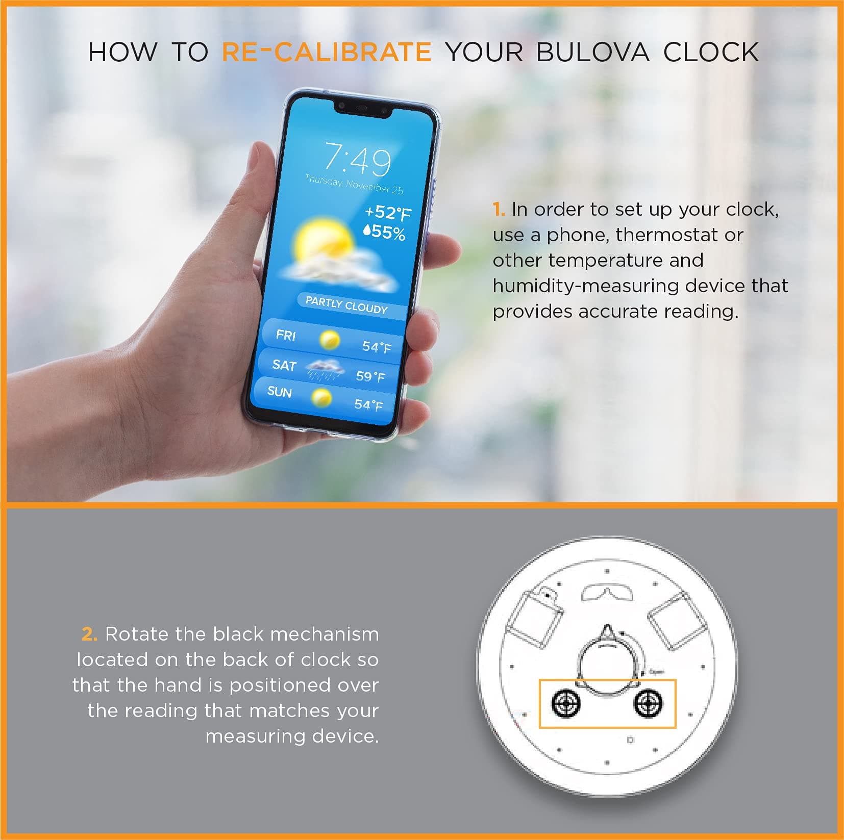 Bulova C4813 Weather Master Wall Clock, 18", Black