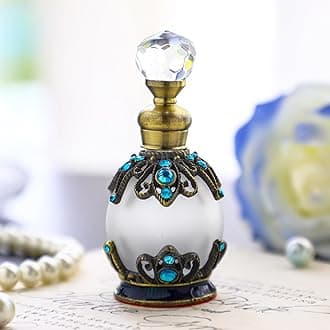 YU FENG 15ml Antique Empty Refillable Perfume Bottle Blue Rhinestones Embellished Fancy Retro Fragrance Bottle Scent Bottle