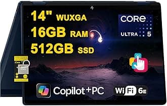 HP OmniBook X Flip 2-in-1 Laptop 14" WUXGA IPS Touch (400nits) Intel 8-core Ultra 5 226V (Up to 40 Tops) 16GB RAM 512GB SSD for Creator Designer Business Professional Win11 ICP Hub