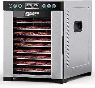 Magic Mill Pro Food Dehydrator Machine | 10 Stainless Steel Trays | Dryer for Jerky, Dog Treats, Herb, Meat, Beef, Fruit | Keep Warm Function, Digital Timer and Temperature Control, ETL Approved