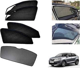 Auto Addict Zipper Magnetic Car Curtain Sunshades with Rear Window (Side Windows,Dicky Window,5 Pcs) for Maruti Suzuki Baleno Nexa