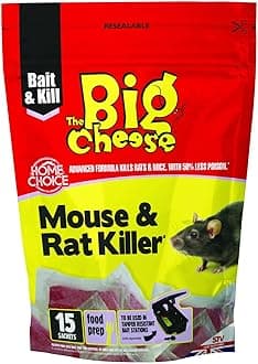 The Big Cheese Mouse & Rat Killer Pasta Sachet - 10g x 15 Kills Mice and Rats Pre-Measured Chew Through Sachets Difenacoum, Red