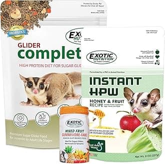 Exotic Nutrition Sugar Glider Complete Deluxe Food Starter Package - Nutritionally Complete Pellet Diet & High Protein Supplemental Food for Sugar Gliders… (3 Piece Set)