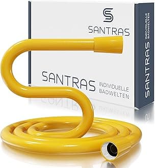 SANTRAS® Plastic Shower Hose Deluxe 1.25 m Long with Flow Limiter in Yellow - Particularly Flexible Shower Hose Made of Stainless Steel Made in Germany