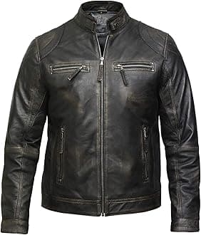 BRANDSLOCK Genuine Leather Jacket Mens | Real Sheepskin Leather Jacket for Men