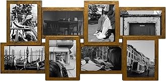 Jerry & Maggie picture frames 4x6 collage, 8 Opening picture frames 4x6 multiple photos Selfie Gallery Collage, Wall Hanging For 6x4 Photos (Golden)