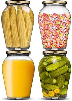 Clear Glass Jar And Container With Air Tight Lid Storage of Spices and Dry Fruit (1000 ML BIG POT, 4)