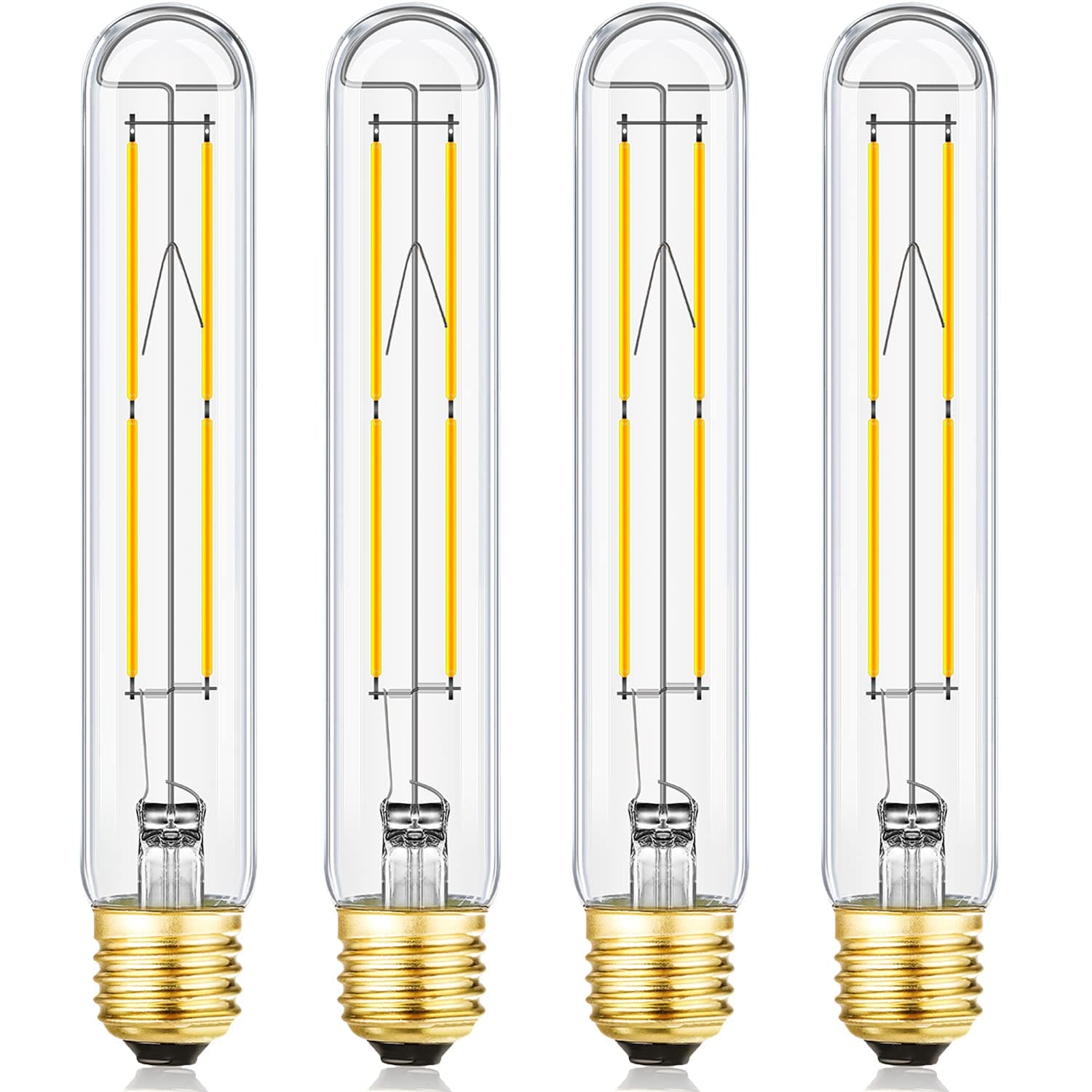 T10 LED Bulb 8W Dimmable E26 Base Tubular Light Bulb 4000K Daylight White 75W Equivalent 800lm T10 Bulb for Rustic Pendant, Wall scones Tube Light Bulbs Desk Lamp Vintage Edison Long Light Bulb,4 Pack