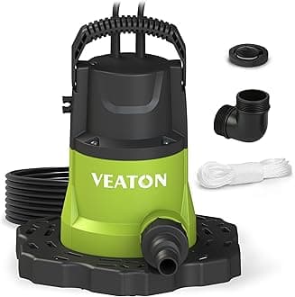 Automatic Submersible Pump, 750W 13000L/H Portable Water Removal Pump with Base, Check Valve Adapter for Swimming Pool, Hot Tub, Boat Covers, Water Beds, Rooftop, Shallow Pit Water