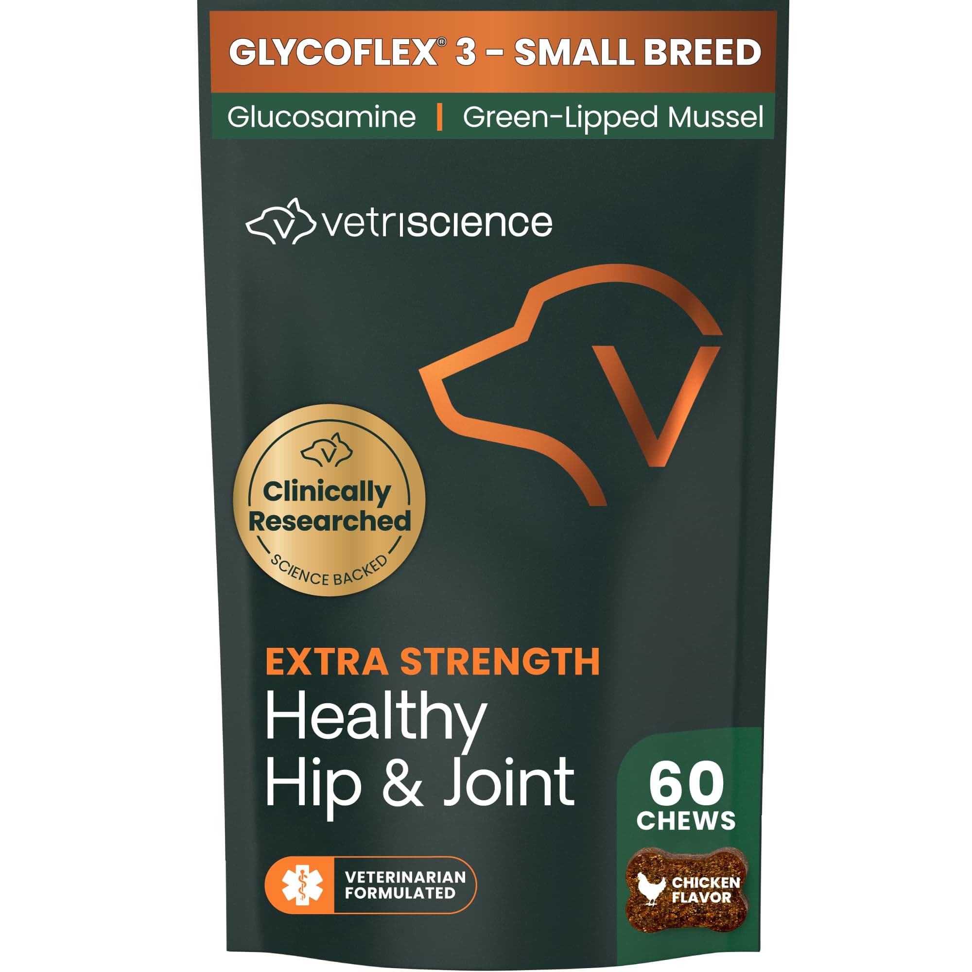 VetriScience Laboratories, GlycoFlex 3 Hip and Joint Supplement for Small Dogs, 60 Bite Sized Chews