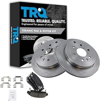 TRQ Rear Brake Pad and Rotor Set Ceramic Vented Rotors Compatible with 2008-2017 Buick Enclave 2009-2017 Chevrolet Traverse 2007-2017 GMC Acadia 2017 Acadia Limited 2007-2010 Saturn Outlook