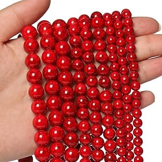 Beads for Bracelets Red Beads 6MM Beads Red Turquoise Bead Crystal Gemstone Beads for Bracelets, Natural Stone Beads for Jewelry Making 60pcs