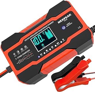 NEXPEAK NC201 10-Amp Battery Charger, Smart Trickle Charger 12V 24V Car Battery Charger Fully Automatic Maintainer Desulfator w/Temp Compensation for Car Truck Lawn Mower Boat Marine Batteries