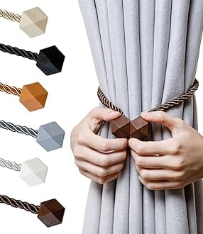 Magnetic Curtain Tiebacks- Upgrade 2022 with a Thicker Twist Rope & Strong Magnet Tieback Window Treatment Holdbacks Draperies Holders Decorative Drape Handmade Tie Back (Coffee Dark, 2)