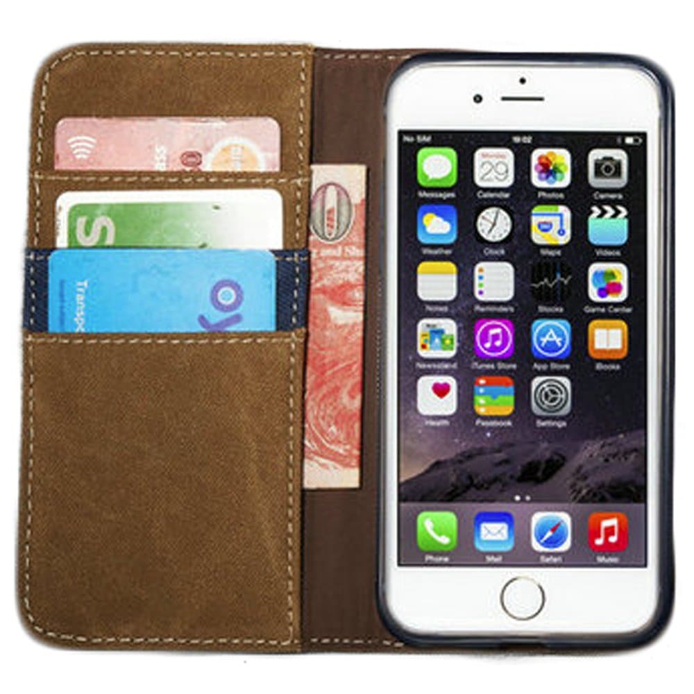 iPhone 6s Case, GearDawn [Premium Quality] Protective Flip Folio [Jeans + PU Leather] iPhone 6s Wallet Case Phone Holder with Foldable Kickstand for Apple iPhone 6/6s